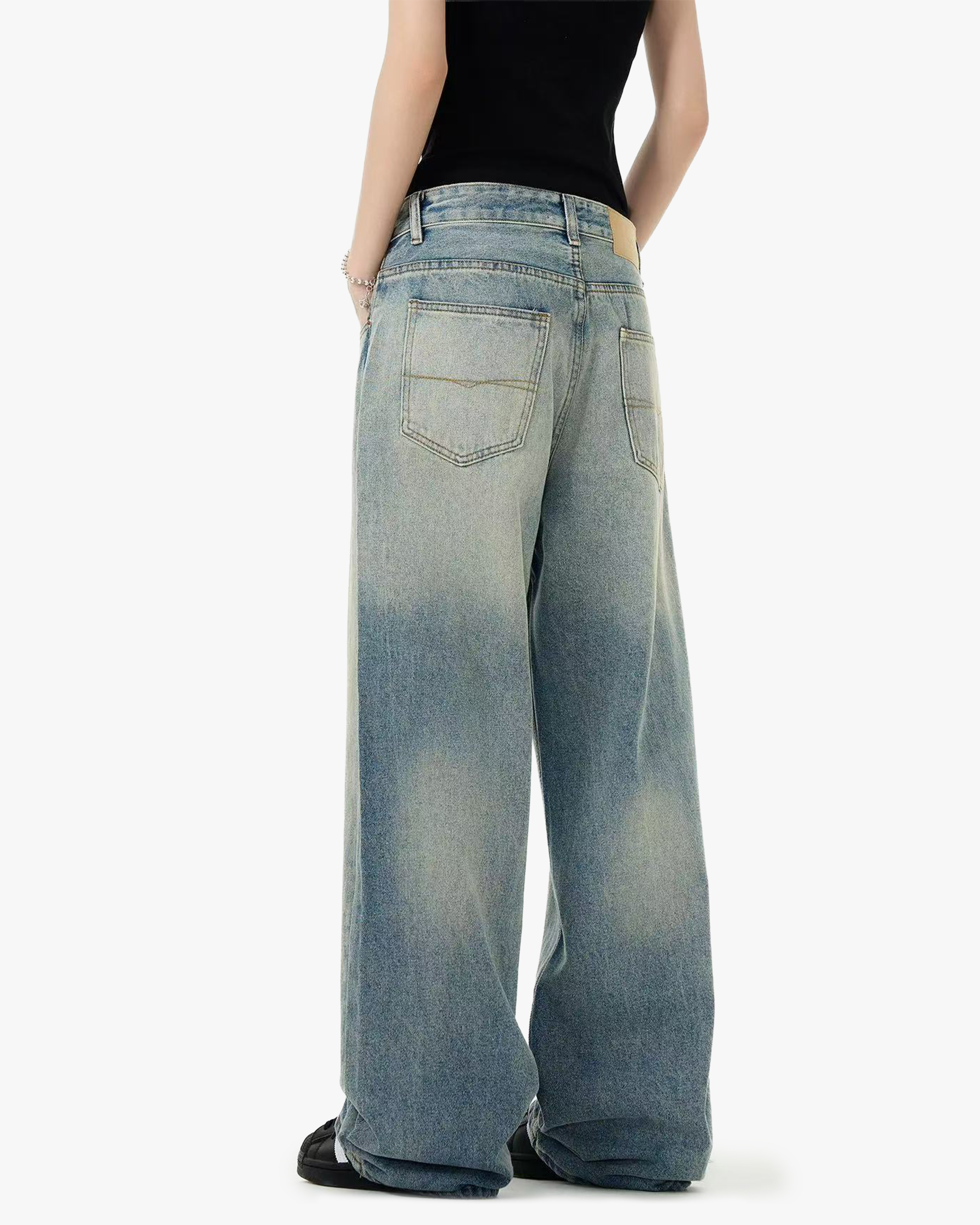 American retro vintage jeans, unisex, loose-fitting, baggy, wide-leg, cleanfit Retro Blue view 3