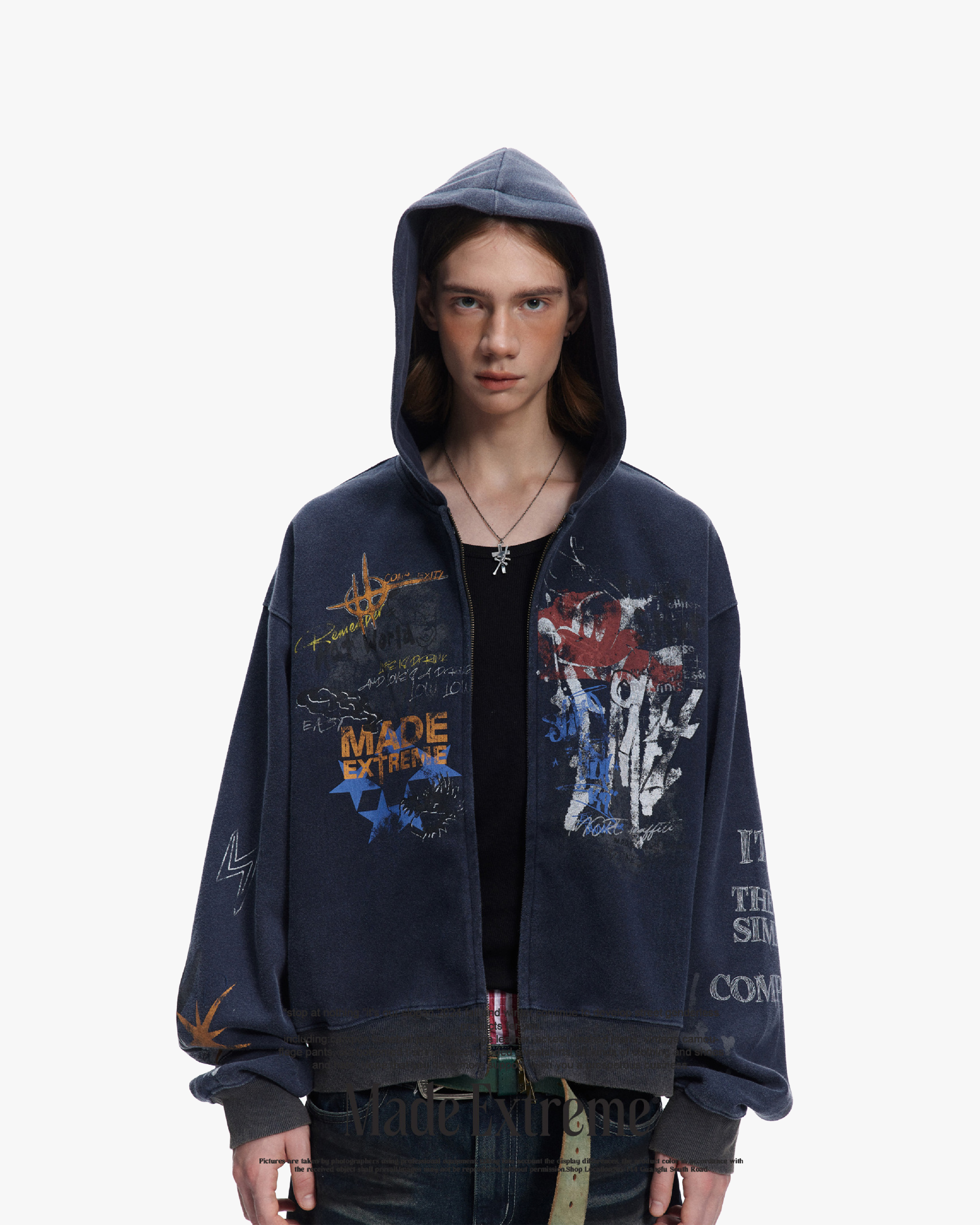 MADEEXTREME Street Hip Hoo Graffiti Hoodie for Men and Women, material detail 1
