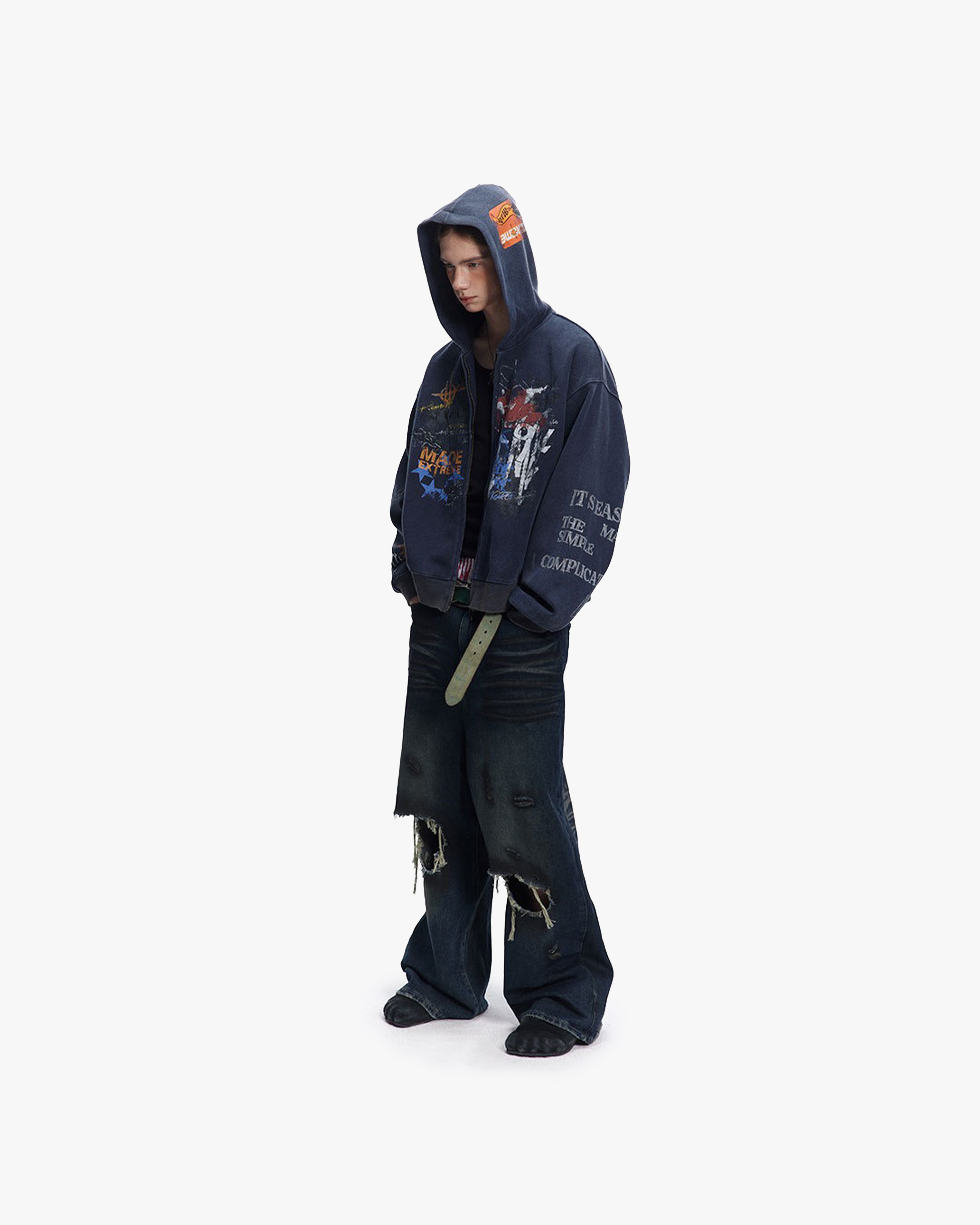 MADEEXTREME Street Hip Hoo Graffiti Hoodie for Men and Women, material detail 2