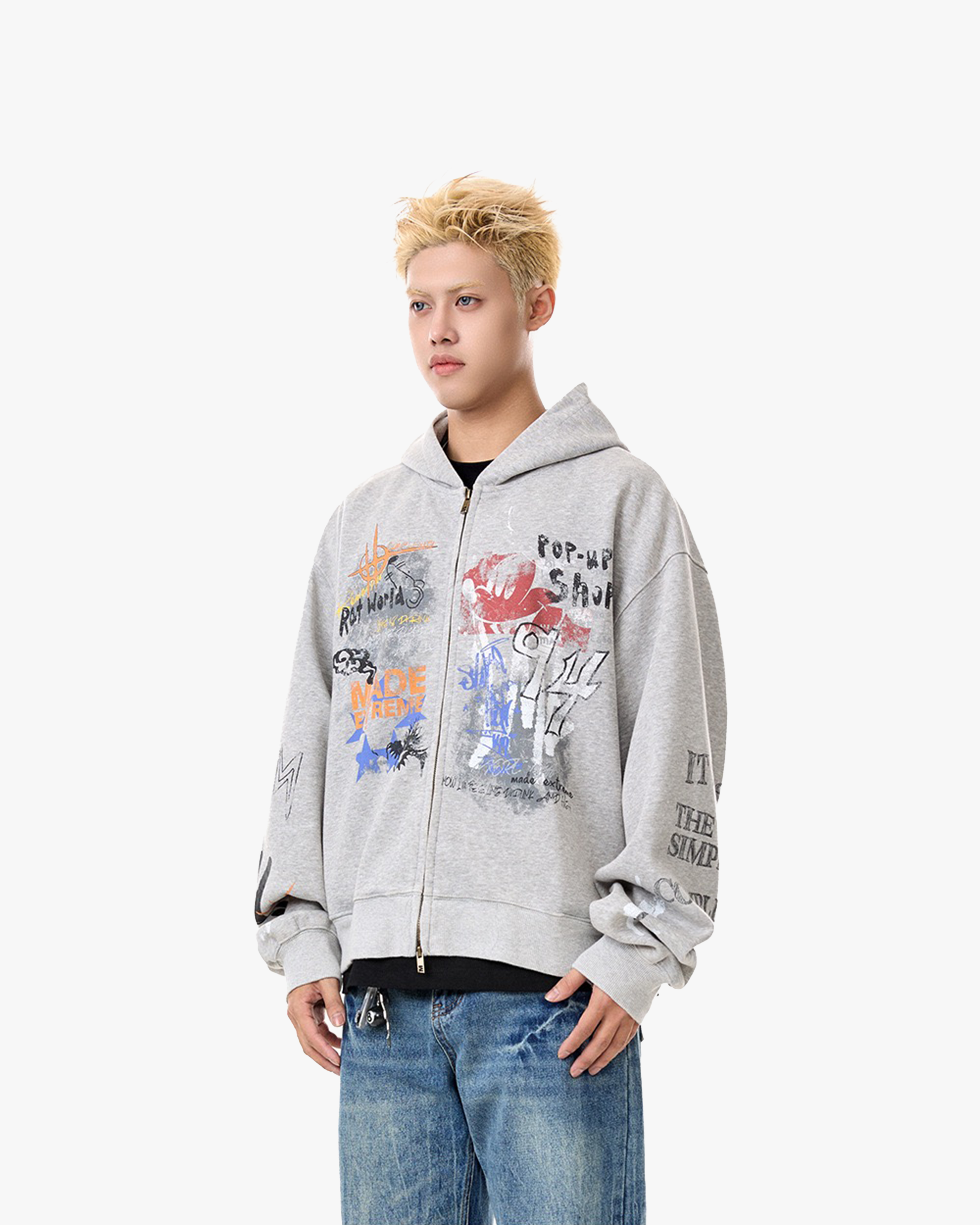 MADEEXTREME Street Hip Hoo Graffiti Hoodie for Men and Women, material detail 7