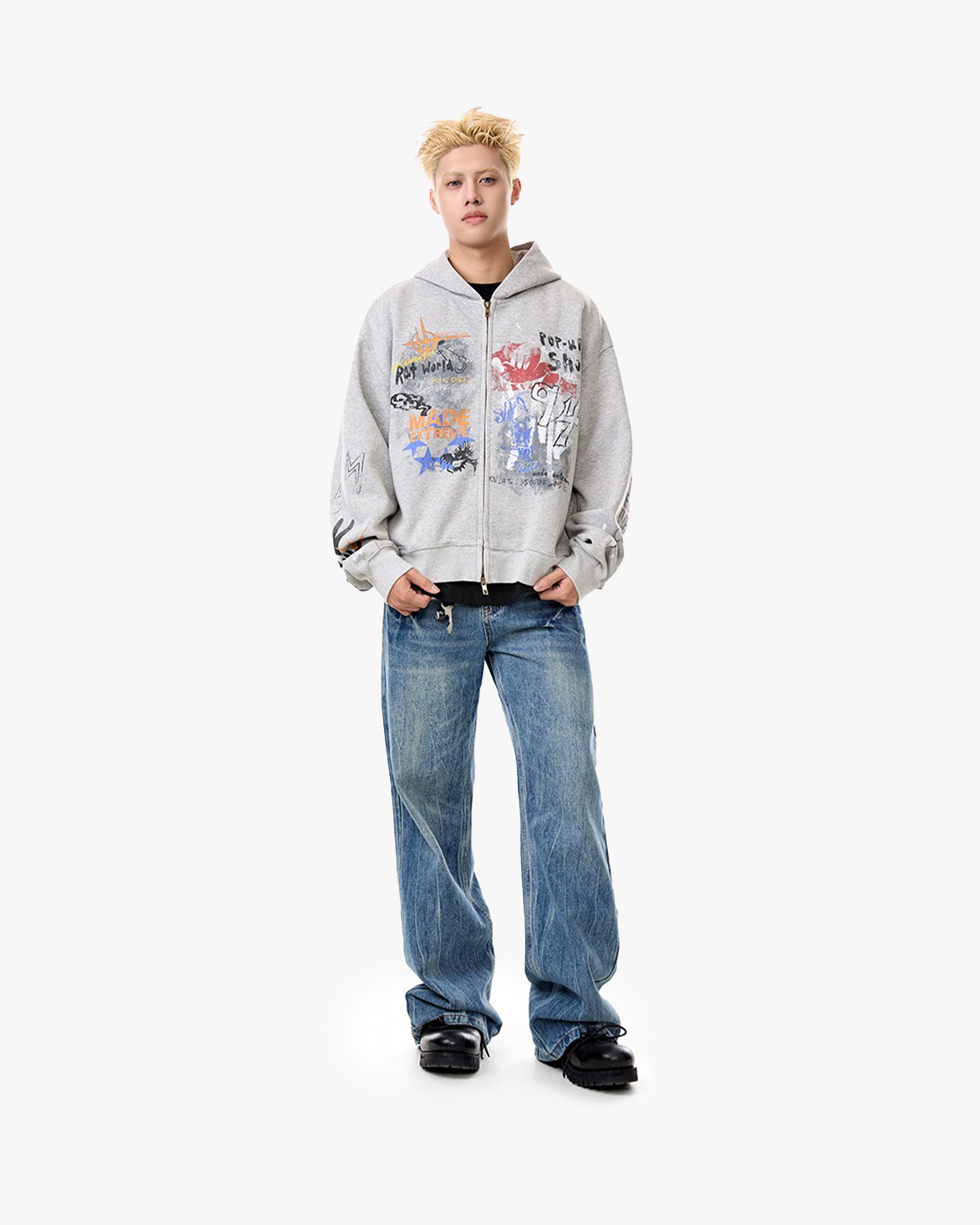MADEEXTREME Street Hip Hoo Graffiti Hoodie for Men and Women, material detail 9